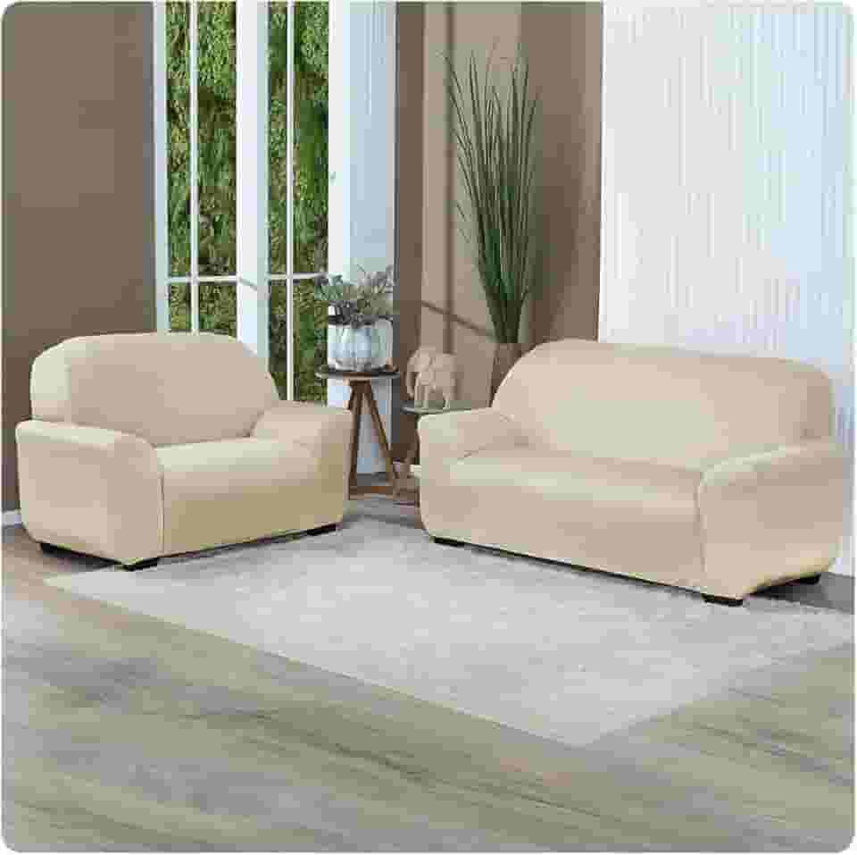 Capa Para Sofá Grossa em Malha Gel 2 e 3 Lugares Cores Diversas (Palha)