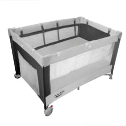 Berço Portátil Desmontável Prime Baby Amici com Ajuste de 2 Alturas, Colchonete Dobrável, Bolsa de Transporte e Rodas com Trava de Segurança Até 17kg (Cinza)