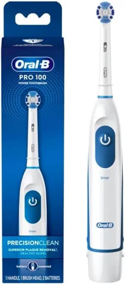 Oral-B Escova de dentes elétrica Pro 100 Precision Clean, alimentada por bateria, azul e branca
