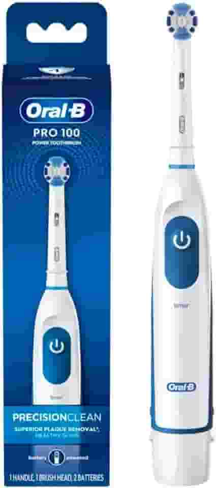 Oral-B Escova de dentes elétrica Pro 100 Precision Clean, alimentada por bateria, azul e branca
