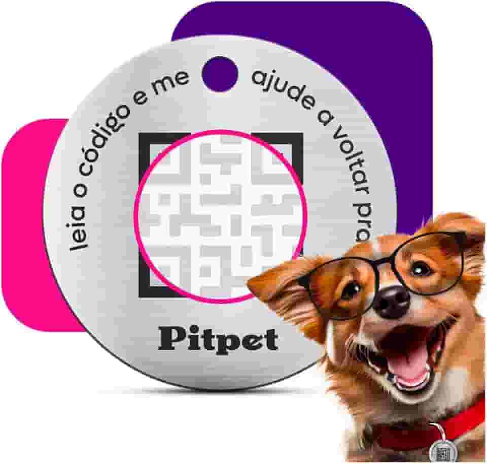 Pingente Medalha Rastreador Coleira Pet Caes E Gatos Qrcode