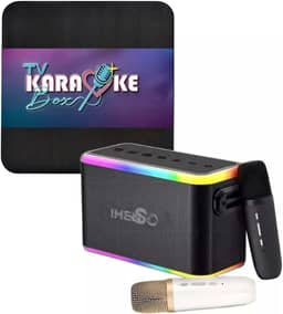 Karaoke Box Com Pontuação Real Contendo 18.000 músicas karaoke na memória + Caixa de Som e 2 Microfones Sem Fio