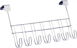 Organizador Suporte Cabide de Porta com 7 Ganchos Aço Cromado para Bolsas e Casacos Sem Furo