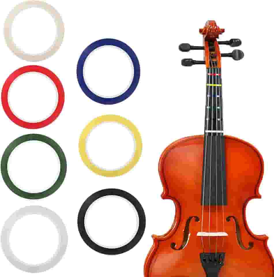7 rolos de fitas de braço de violino, adesivos de guia de dedo de violino, posições de violoncelo de 65,8 m, fita de dedilhado para praticando posições de nota de braço para iniciantes. (7 cores)