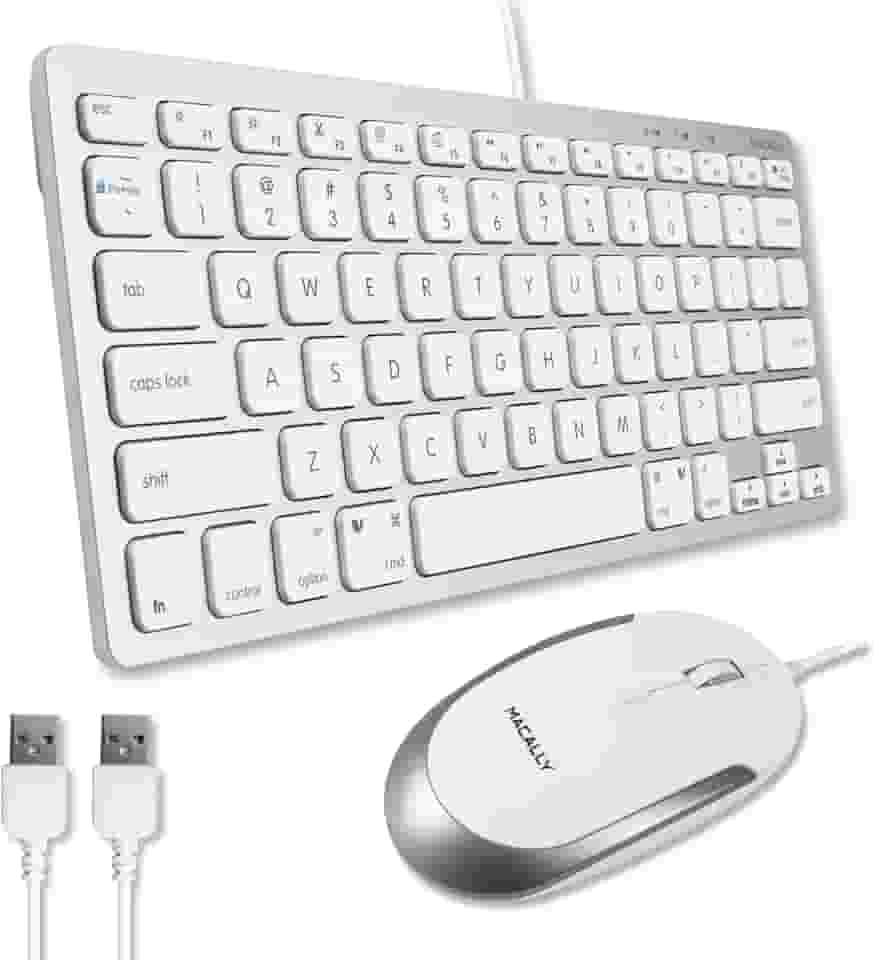 Macally Combo de teclado e mouse com fio USB para Mac e PC teclado e mouse compat veis com Apple f cil de usar teclado e mouse pequenos e compactos para MacBook Pro/Air, iMac, Mac Mini/Pro