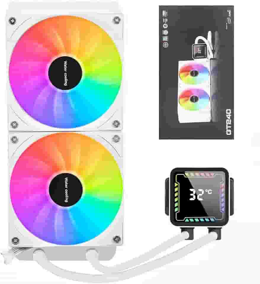 Water Cooler Rise Mode, Water Cooler 240mm Branco, Velocidade PWM Dinâmica 600~1800 RPM + 10%, Volume Máximo de Ar 58+10% CFM, Ruído de Funcionamento de Carga Total ≤36.9 dB (A)