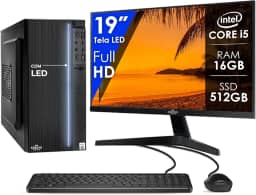 Computador Completo Intel Core i5 16GB SSD 512GB Monitor 19' Pc Hdmi Teclado e Mouse Strong Tech