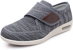 Tênis masculino de caminhada para diabéticos, alça ajustável, confortável, larguras largas, fácil de colocar e tirar com 3 pares de palmilhas de substituição para suporte para idosos inchaço nos pés