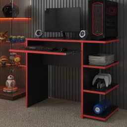 Mesa Escrivaninha Para Computador Escritório Pc gamer (preto/vermelho)