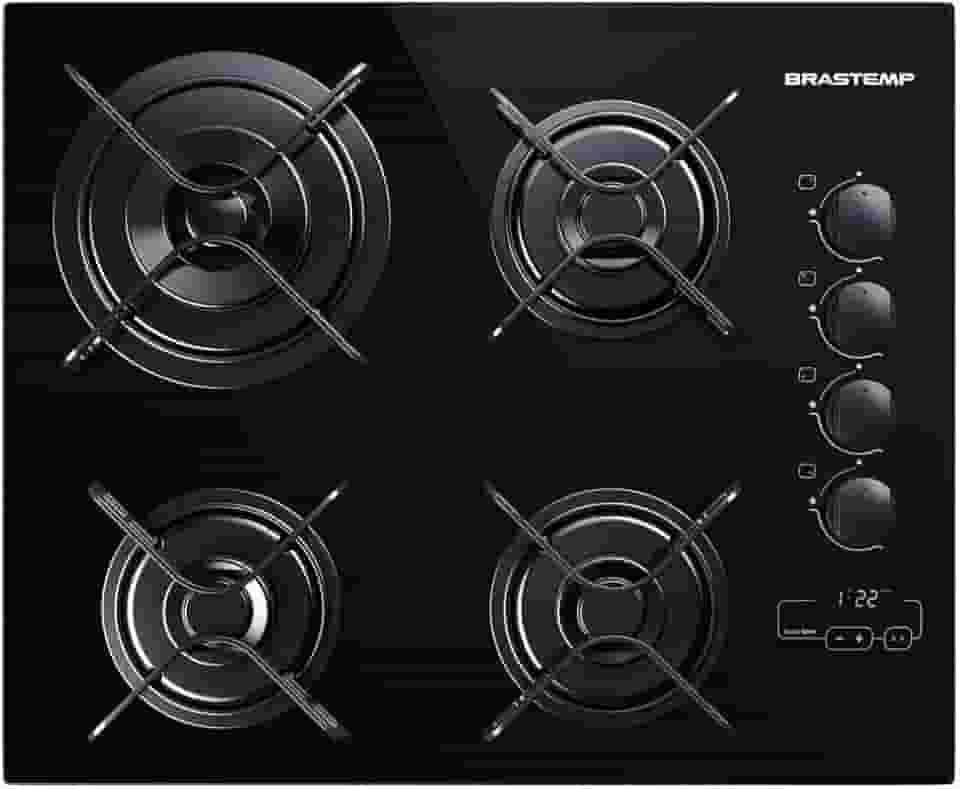 Cooktop 4 bocas Brastemp com duplachama e timer touch - BDT62AE BIVOLT