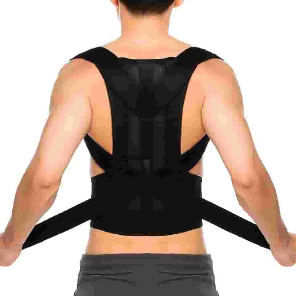 Colete Corretor Postural NY48, Ajustável Reforçado, Suporte Lombar e Coluna, Unissex, Preto, Tamanho P