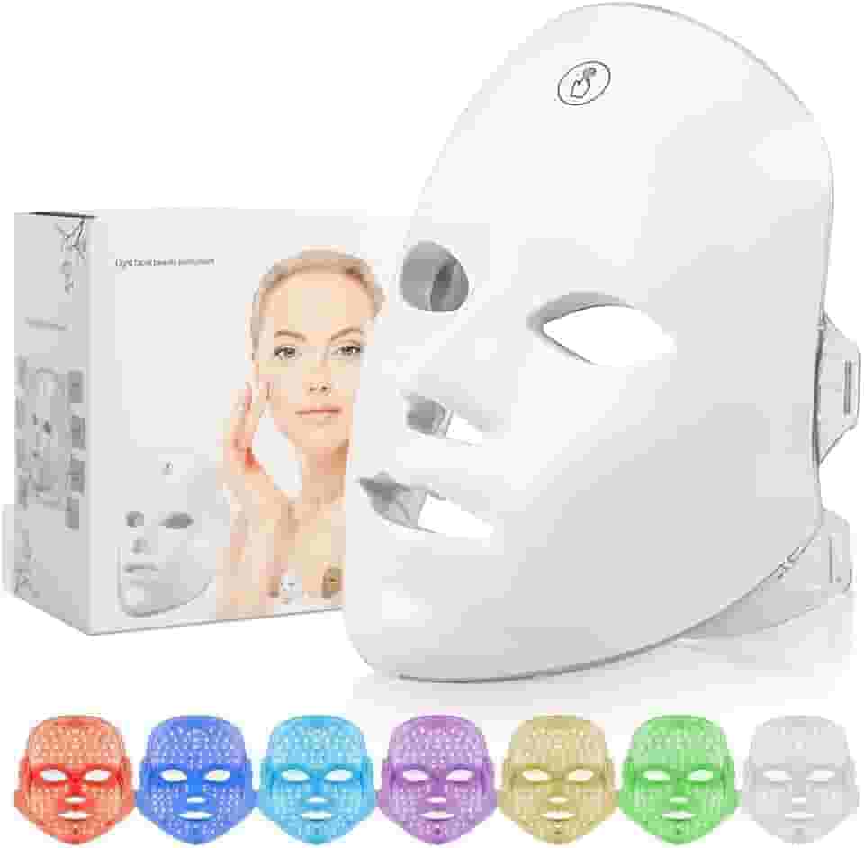 Máscara Facial LED 7 Cores Wireless Recarregável – Tratamento Estético para Acne, Rugas e Rejuvenescimento da Pele
