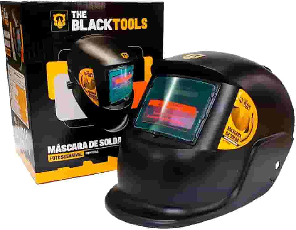 Máscara De Solda Escurecimento Automatico Profissional Cor Preto Liso BTM1000 The Black Tools