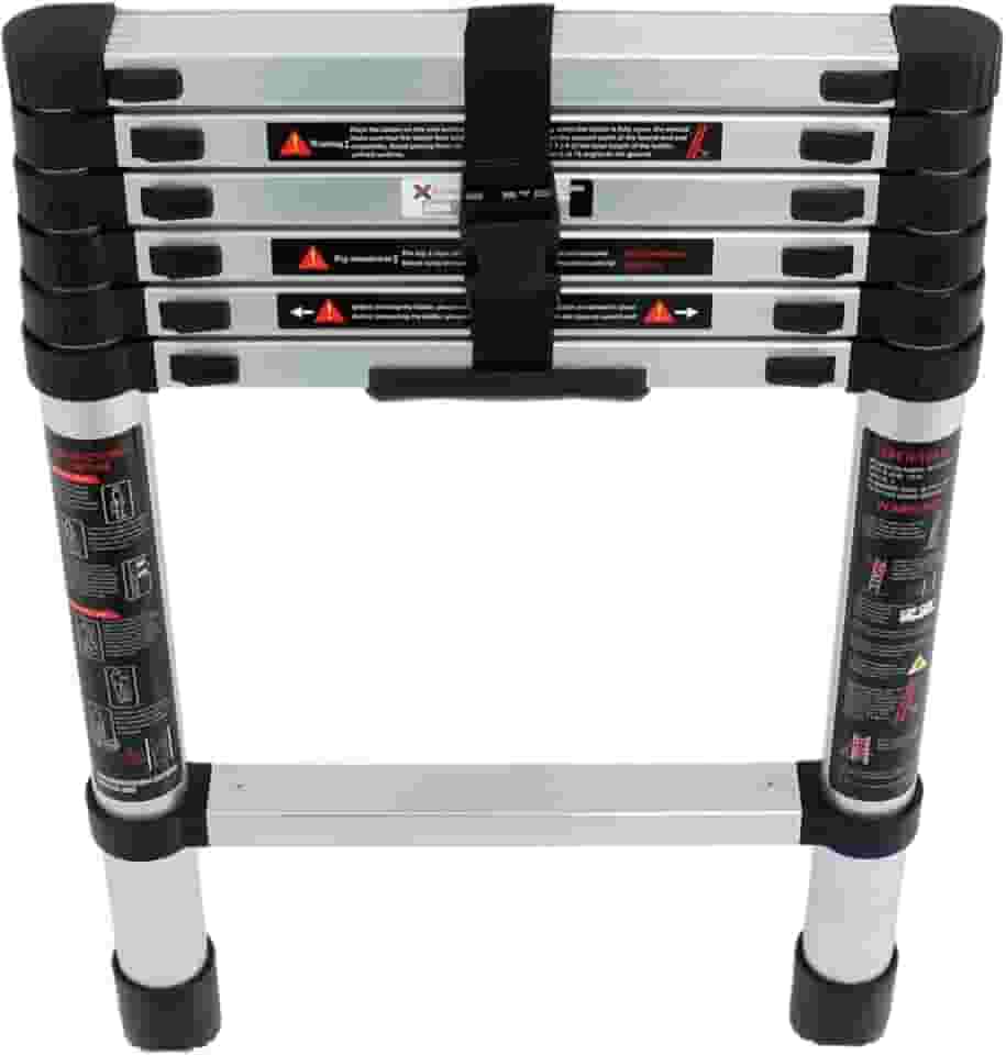 Escada de extensão telescópica de 1,6 m, escadas dobráveis de alumínio telescópica, degrau de escada dobrável leve para trailer, sótão, casa, capacidade de 150 kg