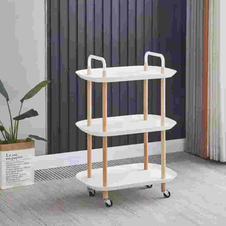 Carrinho Organizador Multiuso Com 3 Prateleiras, Metal e Plástico, Branco Gourmet Catinho Do Café Fruteira Chá Biscoitos Cozinha Sala Quarto Escritório Banheiro