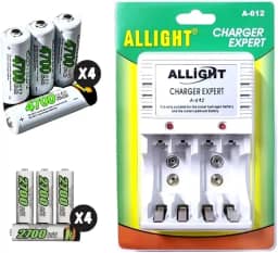 Carphone Warehouse Kit de Carregador de Pilhas e Baterias 9v Bivolt + 4 Pilhas AA 4700mAh + 4 Pilhas AAA 2700mAh Recarregáveis - 110/220v