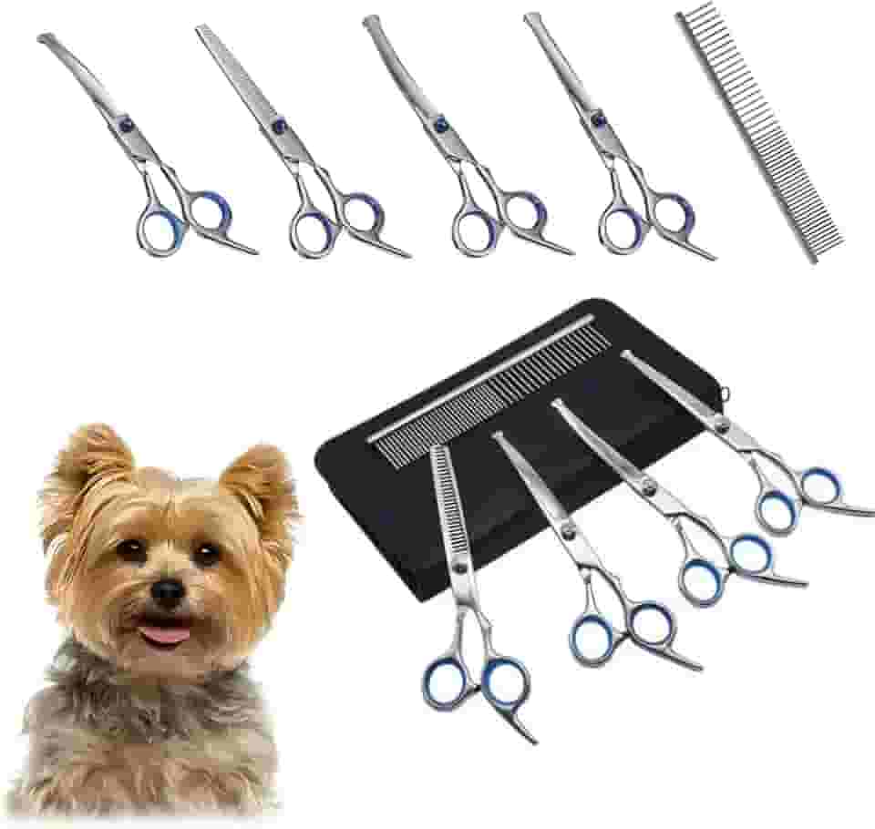 Kit Tesoura de Tosa para Cães e Gatos - Ponta Arredondada Segura para Pet - Tesoura de Tosa Ergonômica e Afiada de Aço Inox para Cortar Pelos de Animais - UpShop