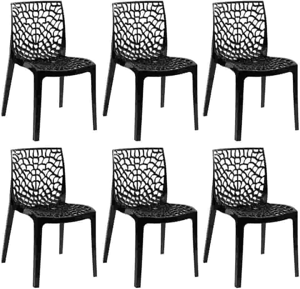 Loft7 Home Decor, Kit 6 Cadeiras Gruvyer - Preto