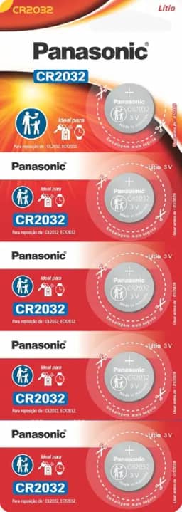 Tira de Bateria de Lithium Botão, Panasonic, CR2032-1BT