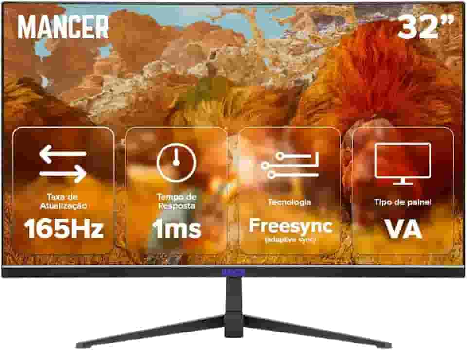 Monitor Gamer Mancer Valak UZ2 | 32 Polegadas | Full HD | Curvo | 1ms | 165Hz | FreeSync | HDMI/DP | MCR-VLKUZ2-BL02