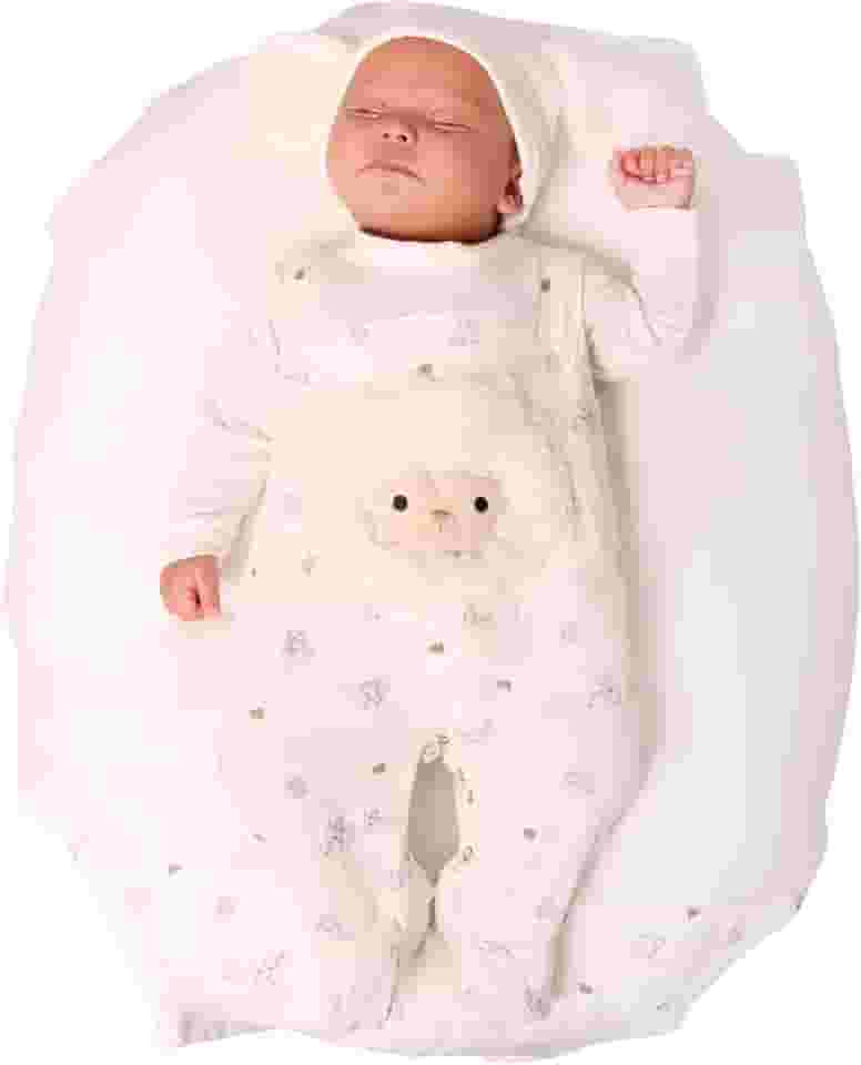 Saída Maternidade Ovelhinha Menino e Menina Palha 4 Peças Roupas de Bebê