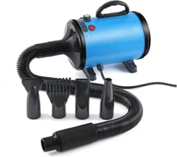Soprador Secador Para Pets - Secador Profissional 3800W com 4 Bicos, Ajuste Contínuo de Velocidade (50-120 m/s) e Temperatura (35-65°C), Ideal para Tosa de Cães, Gatos em Salões e Casa(Azul, 220V)