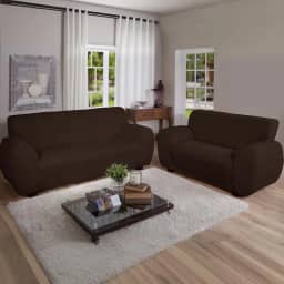 Kit Capa Para Sofa 2 e 3 Lugares Malha Gel Elasticada Ajustavel Coladinha (Marrom)