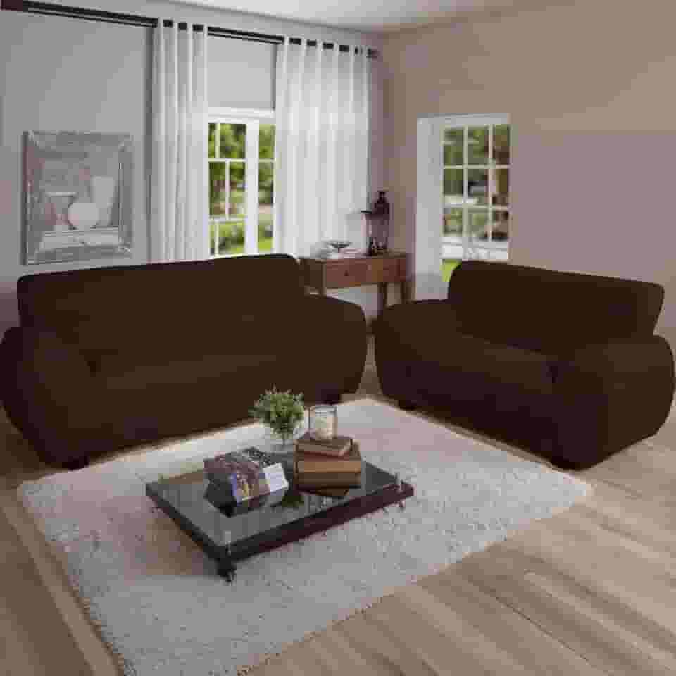 Kit Capa Para Sofa 2 e 3 Lugares Malha Gel Elasticada Ajustavel Coladinha (Marrom)