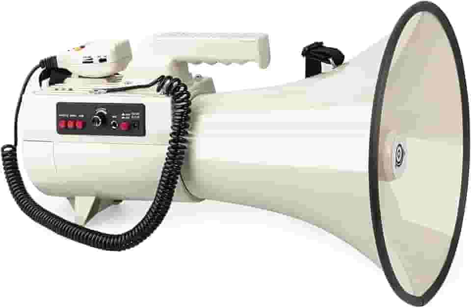 Megafone profissional de 75 W com gravação, sirene, lâmpada USB e leitor SD para alto-falante portátil ao ar livre