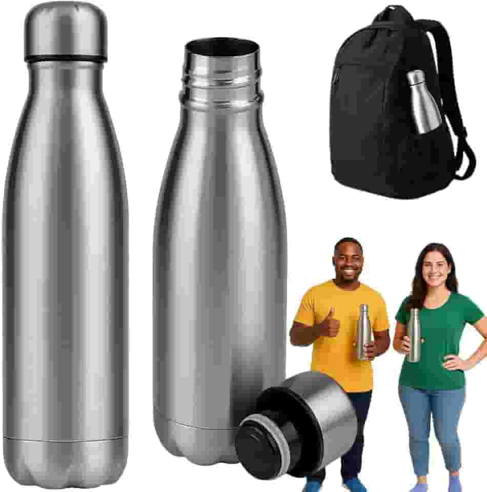 Garrafinha Termica 1L 1 Litro Garrafa De Agua Inox Original Inoxidavel Frio Gelando Quente 24h academia trabalho escritorio casa oficina capa dupla