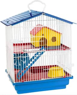 GAIOLA HAMSTER 2 ANDARES TETO PLASTICO AZUL