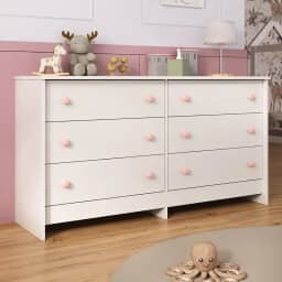 Cômoda Infantil 136cm com 6 Gavetas Multimóveis Mp4335 Branco/Sistema ANTITOMBAMENTO