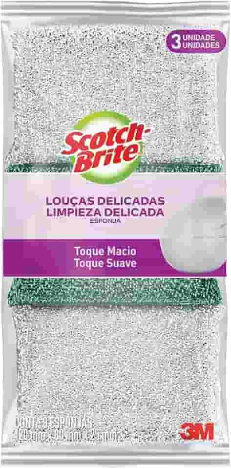 Scotch-Brite, 3M, Esponja Prateada, Pacote com 3 unidades
