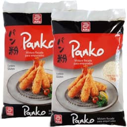 Kit com 2 Farinha Panko Flocada Para Empanados Alfa 1 Kg