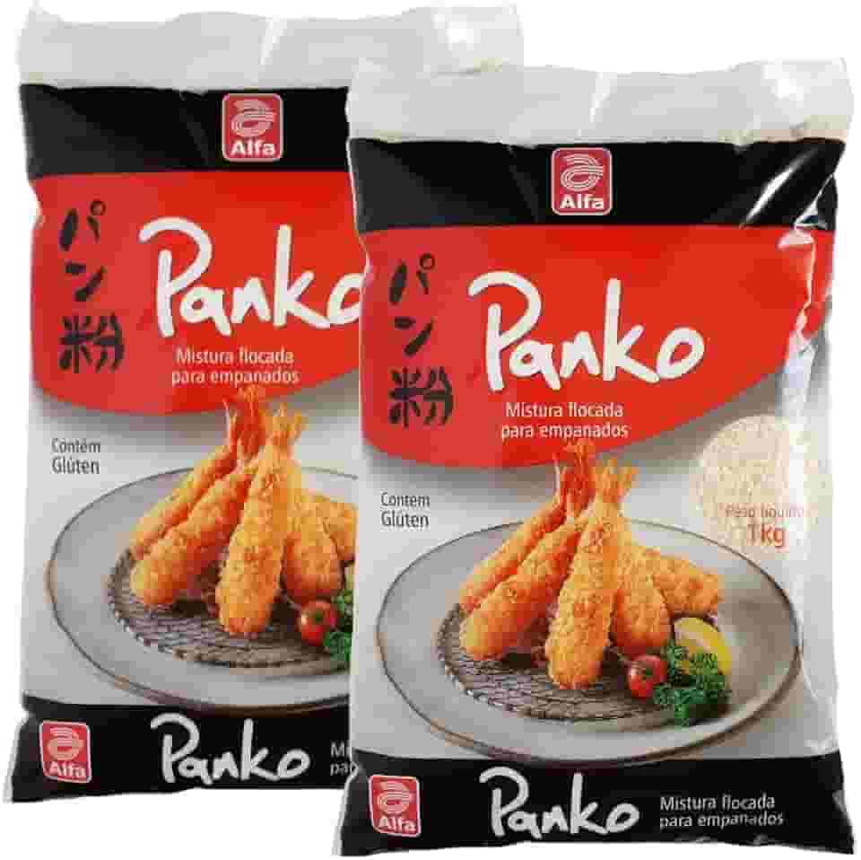 Kit com 2 Farinha Panko Flocada Para Empanados Alfa 1 Kg