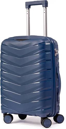 Mala De Bordo 10Kg Polipropileno Medidas 55x35x25 Padrão Anac Mala De Viagem Pequena De Mão 4 Rodas Duplas 360° Cadeado Segredo Zíper Antifurto Rígida Leve (AZUL, PEQUENA)