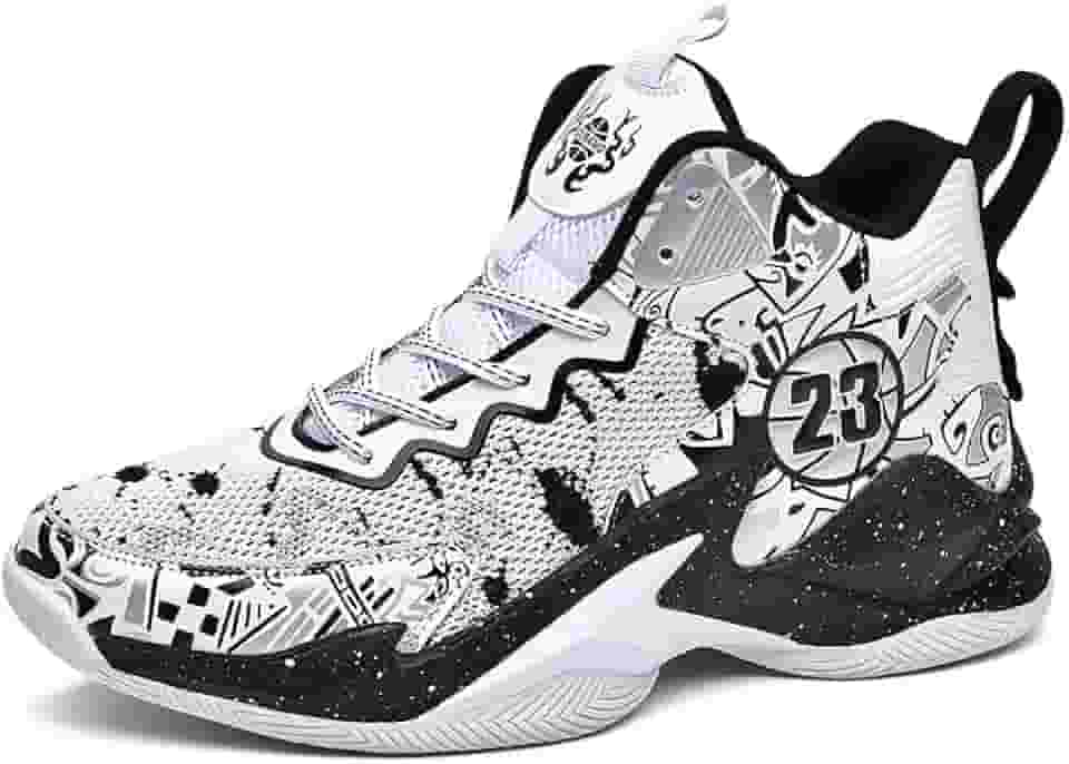 Tênis de basquete masculino de cano alto com amortecimento e suporte respirável para treinamento esportivo juvenil Equipamento de basquetebol