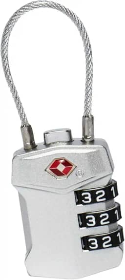 Cadeado com Cabo de Aço e Combinação de 3 Dígitos, Trava de Segurança TSA, Preto (Prata)