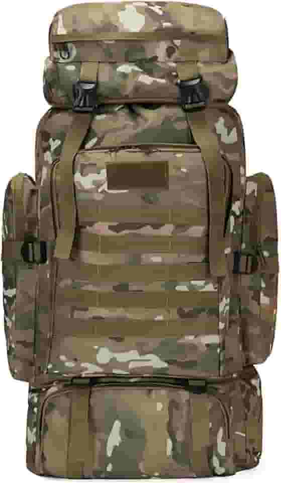 Mochila Cargueira Camping Impermeável 80litros Travessia Trilha Camuflada Desenho do tecido Liso Qualidade Premium para sua Viagem