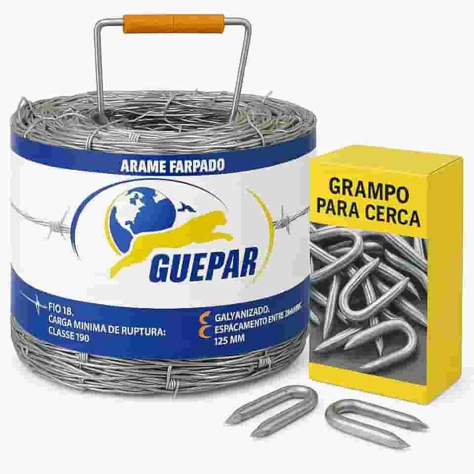 Kit Arame Farpado Galvanizado 250 Metros + 1kg Grampos – Cerca Rural, Fazenda e Chácara – Aço Resistente, Durável e Econômico