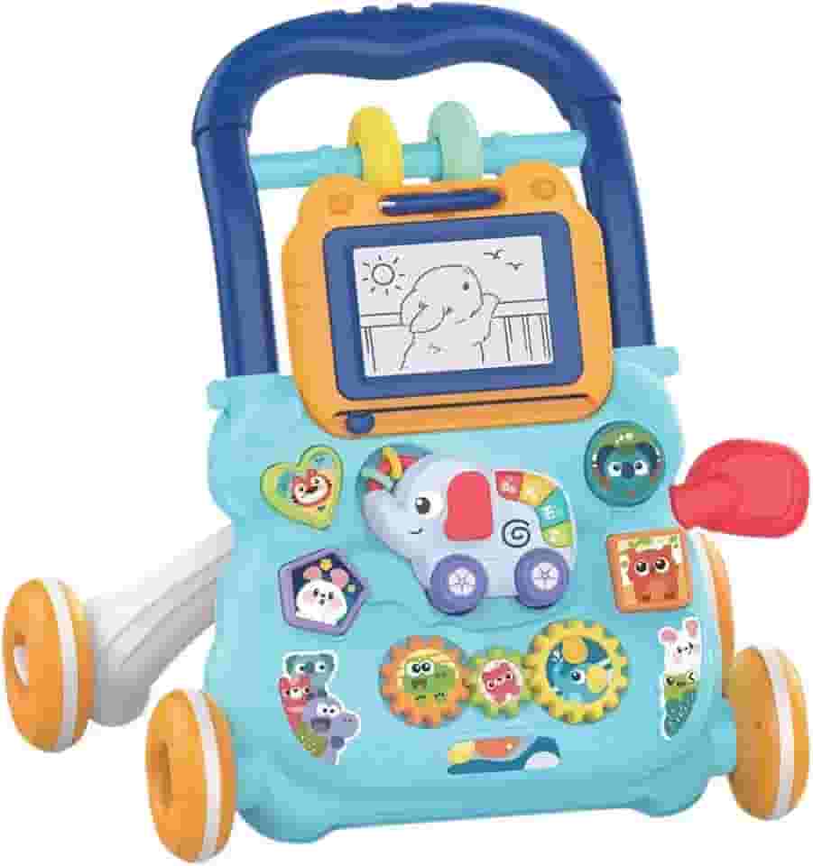Andador Infantil Musical Didático Educativo Empurrador Bebê DM Toys DMB6750 Azul