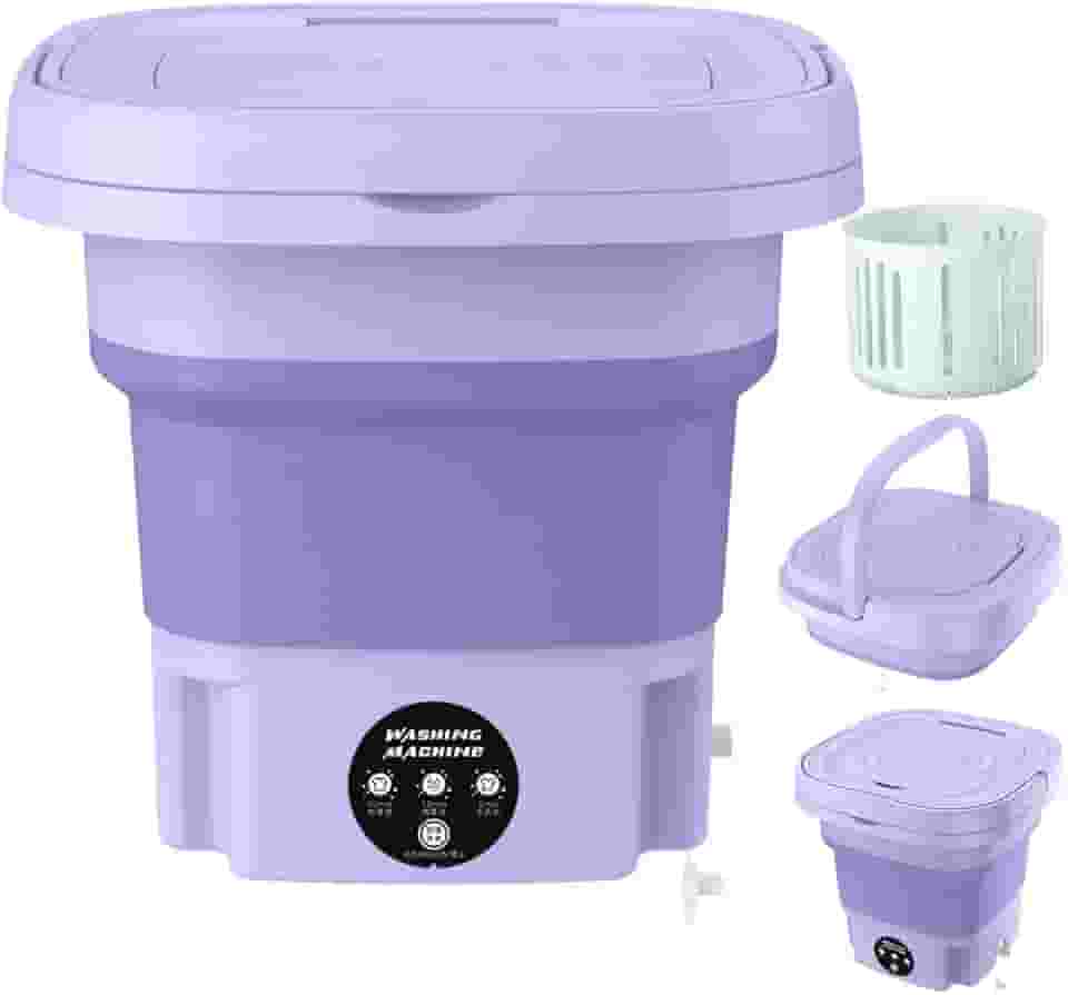Máquina de lavar portátil, mini lavadora de alta capacidade de 8L com 3 modos de limpeza profunda lavagem semi-automática, máquina de lavar dobrável com secagem suave para meias, roupas
