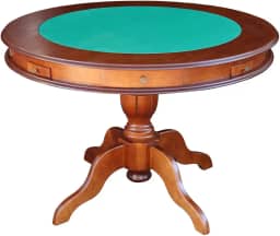 Mesa de Jogos Carteado 4 Lugares J-Bonomo Redonda Tampo Reversível com Gavetas e Porta Copos Imbuia - Gran Belo