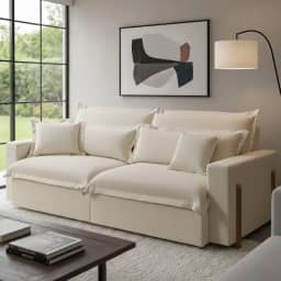 Sofá Retrátil e Reclinável Dubai, Estofado em Molas ensacadas, 2,10m. (Cru)