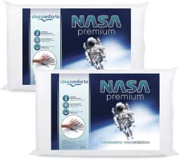 Kit 2 Travesseiros Nasa Visco D40 Hipoalergênico Capa Algodão Viva Conforto