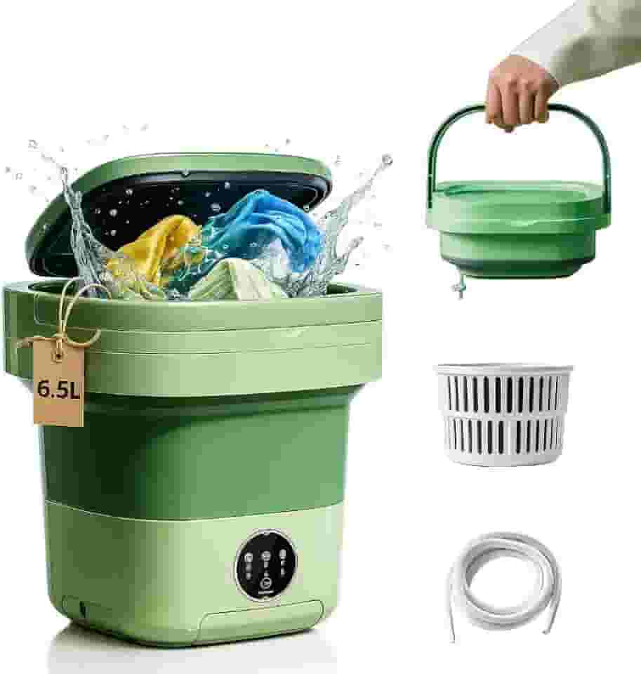 Lavadora Portátil 65L Mini Máquina de Lavar Dobrável Compacta Silenciosa com Centrifugação para Roupas Íntimas Meias Roupas de Bebê Viagens