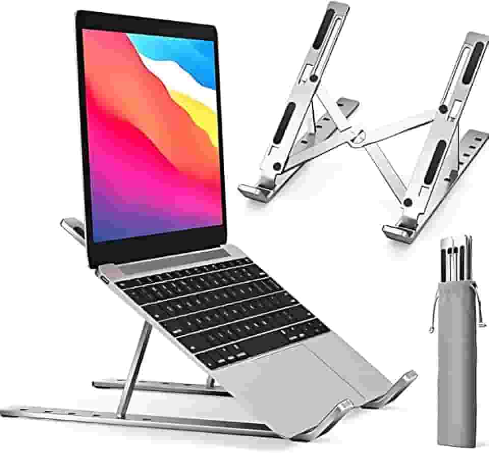 Suporte De Alumínio De Luxo Para Notebook Ajustável Com 6 Ângulos Ajustáveis - Dobrável E Ergonômico Para Desktop Portátil Compatível Com Macbook, Ipad, Hp, Dell (ETC) 10-17' - Linha Premium