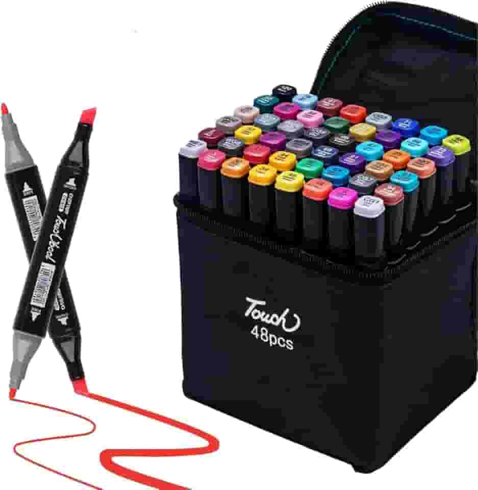 Caneta Marcador Para Colorir Desenho Profissional 36, 48, 60, 80 Cores Conjunto De Canetinhas Pontas Duplas Codificados por Cores Vivas para Desenho (48)