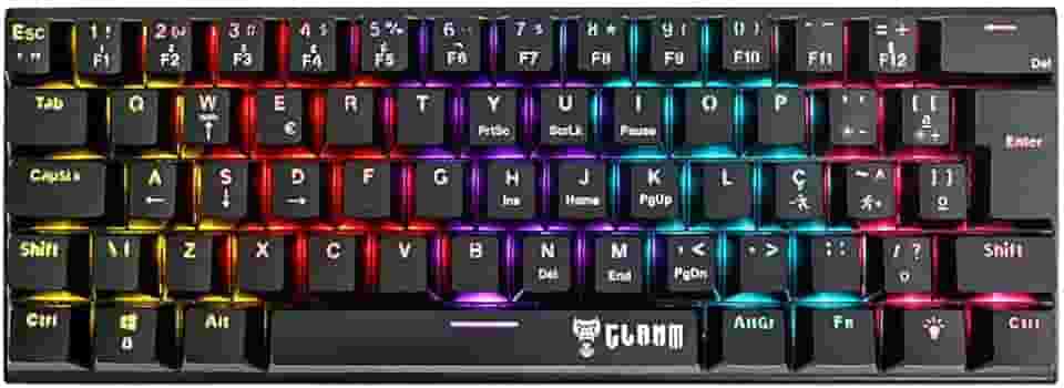 Teclado 60% Mecânico Gamer Switch Red Anti-Ghosting Função Macro + Software USB ABNT2 292x105mm Clanm (Night Walker Preto)