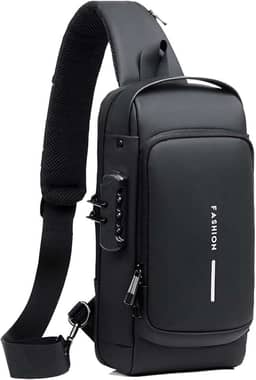 Mochila Masculina Com Cadeado À Prova D'água Anti-roubo Bolsa Com Porta De Carregamento USB Bolsa De Ombro Mochila Transversal